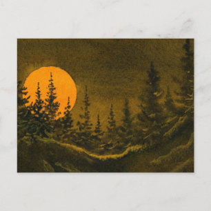 Carte Postale Chasseur de paysage de nuit de campagne ou moisson