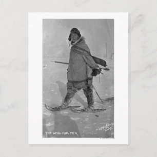 Carte Postale Chasseur de phoque de l'Alaska avec raquettes Phot