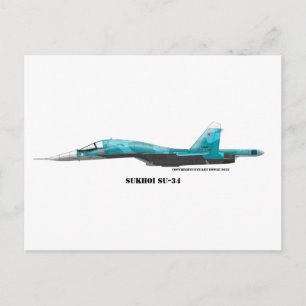 Carte Postale chasseur Sukhoi SU-34