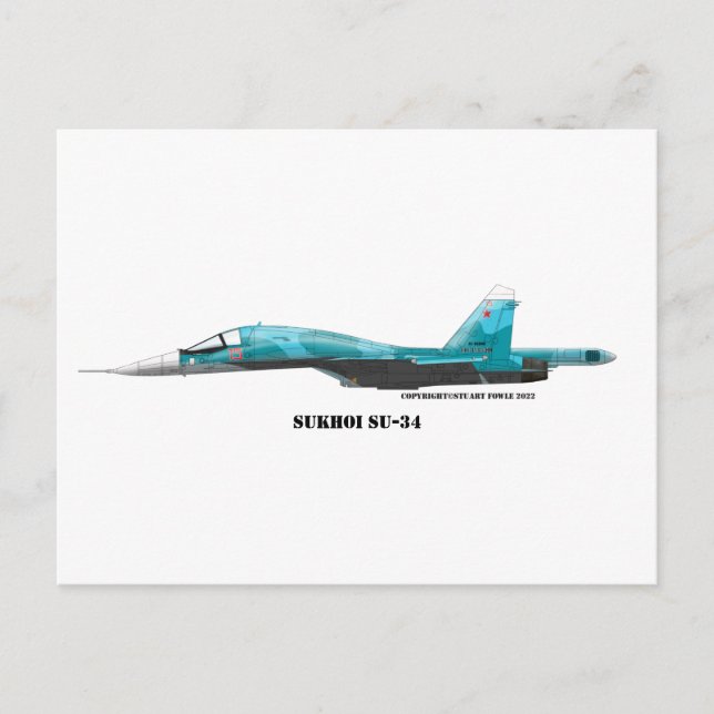 Carte Postale chasseur Sukhoi SU-34 (Devant)