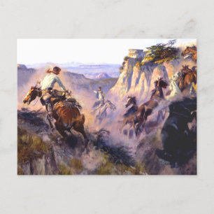 Carte Postale « Chasseurs de chevaux sauvages » par Charles M Ru