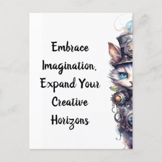 Carte Postale Chat 1 Kitten et chapeau supérieur aquarelle