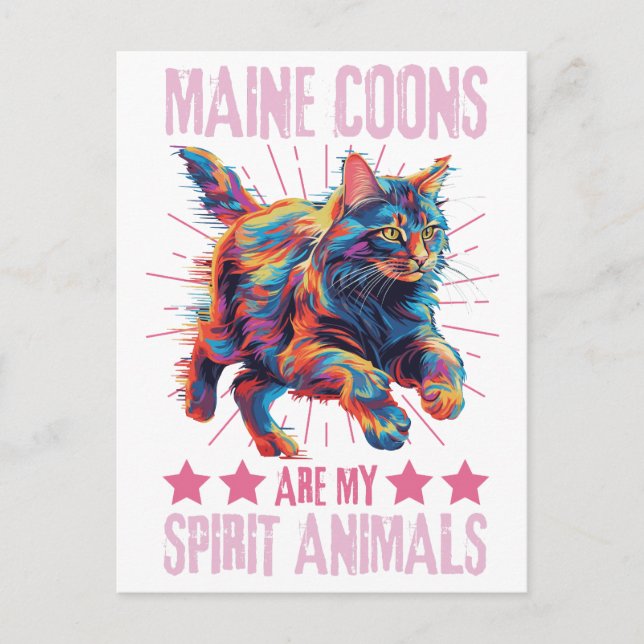 Carte Postale Chat à capuchon Maine coloré (Devant)