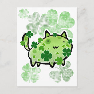 Carte Postale Chat à Clover Vert