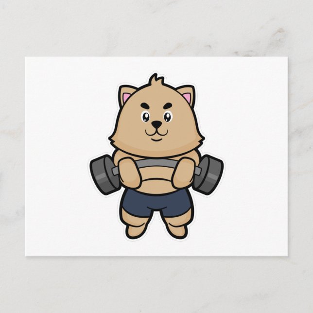 Carte Postale Chat à la musculation avec haltère (Devant)