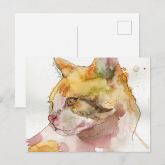 Carte Postale Chat à l'aquarelle
