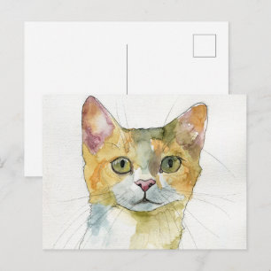 Carte Postale Chat à l'aquarelle