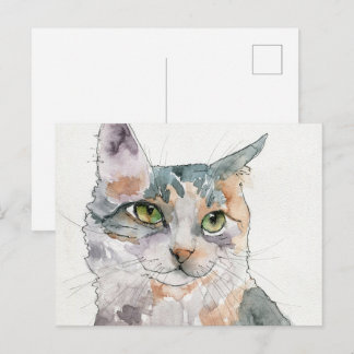 Carte Postale Chat à l'aquarelle