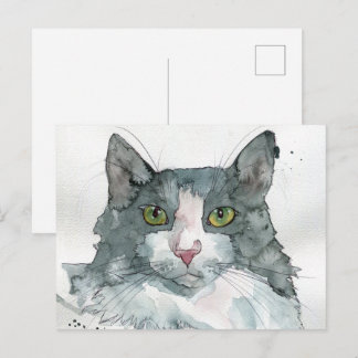 Carte Postale Chat à l'aquarelle