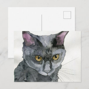 Carte Postale Chat à l'aquarelle