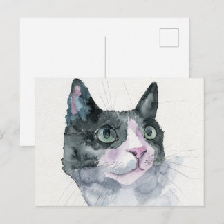 Carte Postale Chat à l'aquarelle