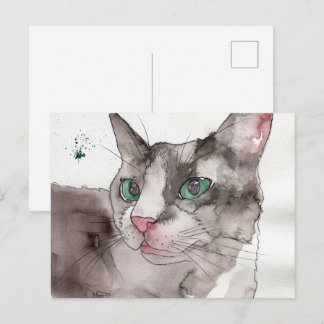 Carte Postale Chat à l'aquarelle