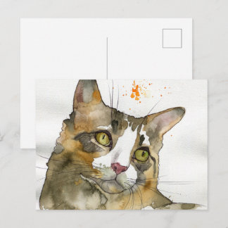 Carte Postale Chat à l'aquarelle