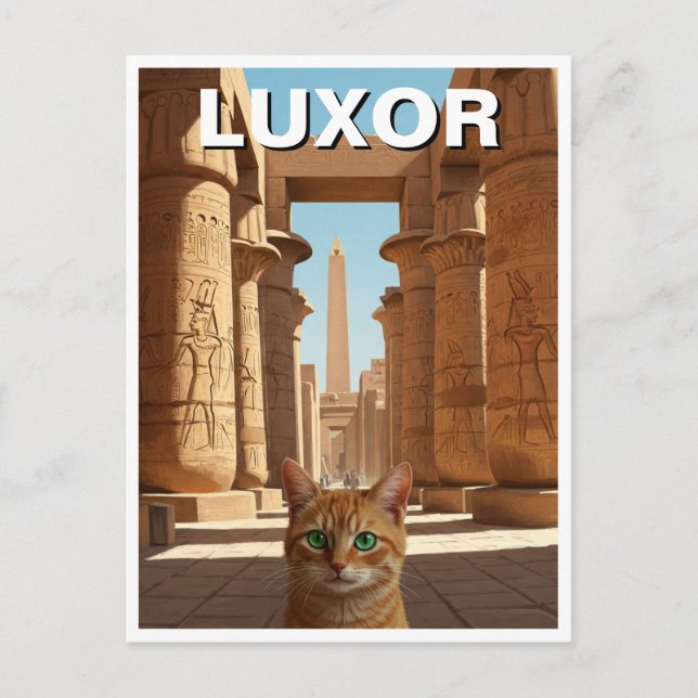 Carte Postale Chat à Louxor Egypte Karnak Temple Voyage (Devant)