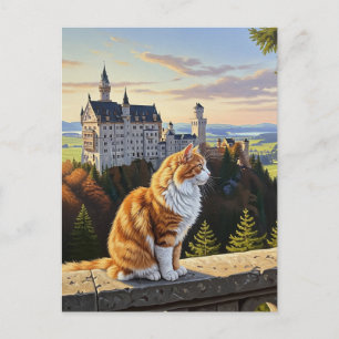 Carte Postale Chat à Neuschwanstein Château Allemagne Voyage