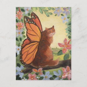 Carte Postale Chat à papillon monarque dans la prairie