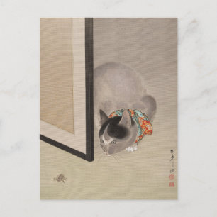 Carte Postale Chat à regarder une araignée   Oide Tōkō