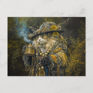 Carte Postale Chat alchimiste de la forêt enchantée