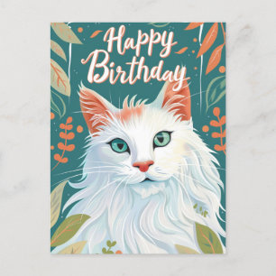 Carte Postale Chat Angora Turc Joyeux Anniversaire 