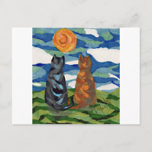 Carte Postale Chat Art Grey Orange Chats