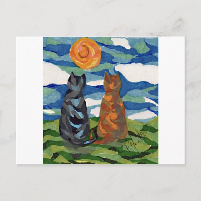 Carte Postale Chat Art Grey Orange Chats (Devant)