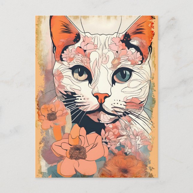 Carte Postale Chat Artistique (Devant)
