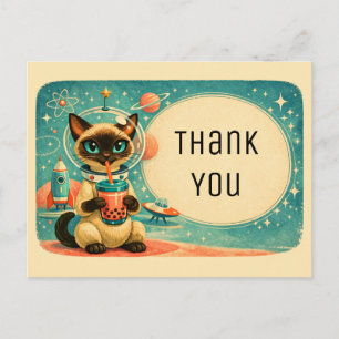 Carte Postale Chat astronaute siamois boba atomique