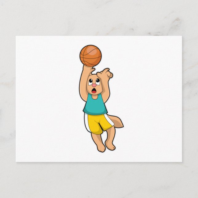 Carte Postale Chat au basket-ball sports (Devant)