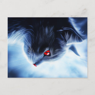 Carte Postale Chat aux yeux rouges