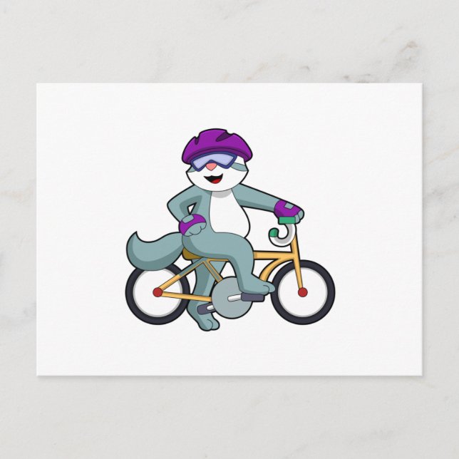 Carte Postale Chat avec bicyclette (Devant)