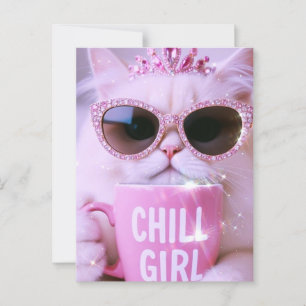 Carte Postale Chat avec lunettes de soleil