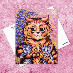 Carte Postale Chat avec ses chatons Louis Wain