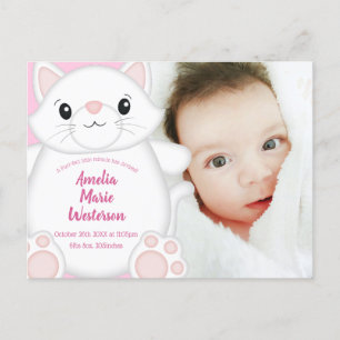 Carte Postale Chat Baby shower Kitty Rose