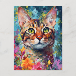 Carte Postale Chat Bengal coloré