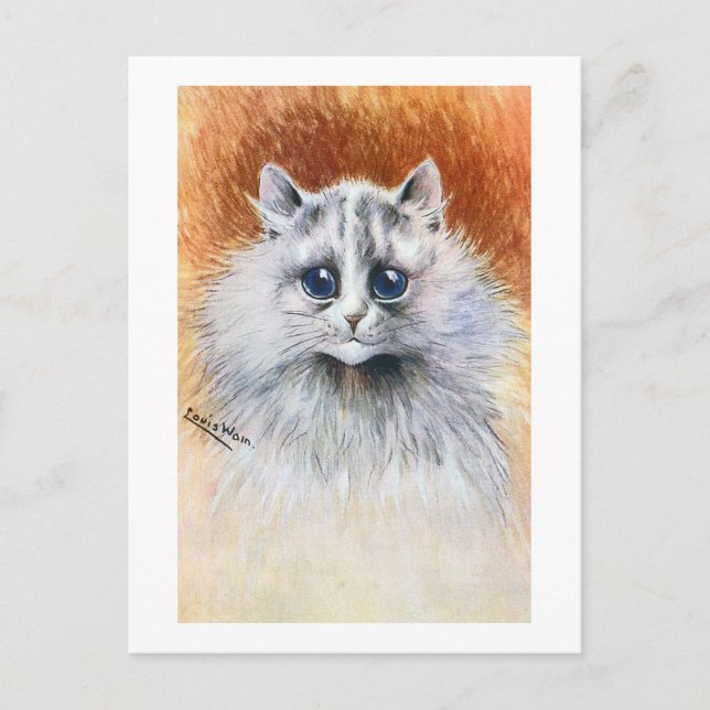 Carte Postale Chat blanc aux cheveux longs, Louis Wain (Devant)