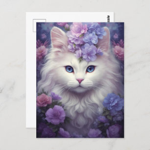 Carte postale Chat blanc Imaginaire
