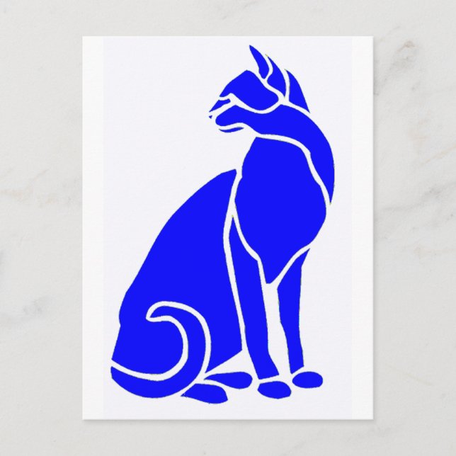 Carte Postale Chat bleu d'herbe (Devant)