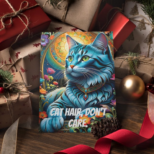 Carte Postale Chat bleu Whimsical et oasis florale (Créateur téléchargé)