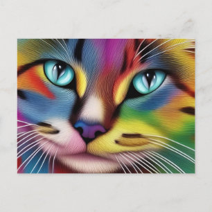 Carte Postale Chat coloré