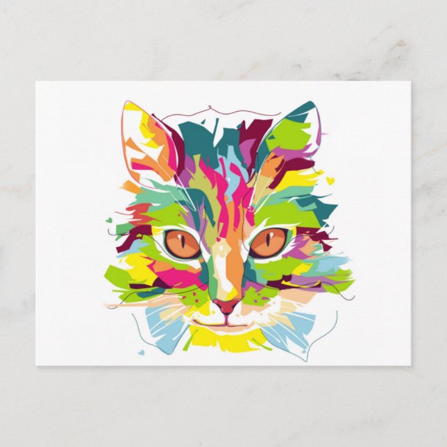 Carte Postale Chat coloré (Devant)