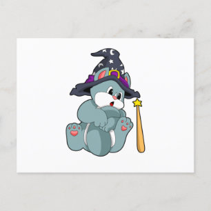 Carte Postale Chat comme un magicien avec une baguette magique e