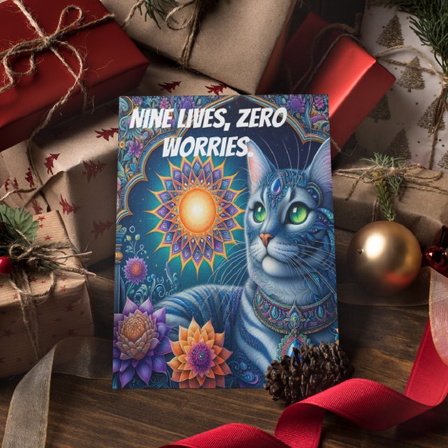 Carte Postale Chat contemplant un ciel étoilé à minuit (Créateur téléchargé)