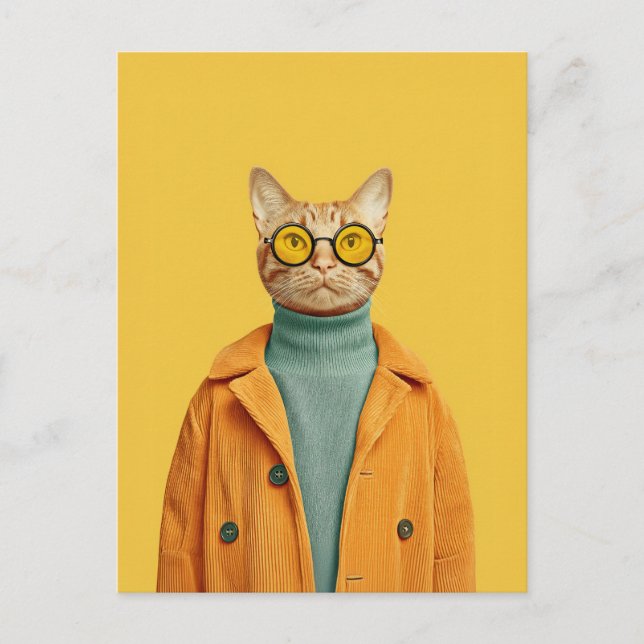 Carte Postale Chat cool en style (Devant)