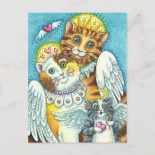 CARTE POSTALE CHAT, CUISINE & SOURIS ANGELS AU CIEL, HALO & AILE