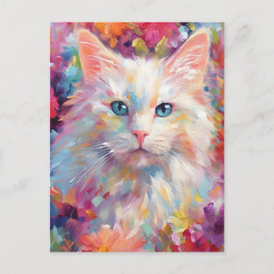 Carte Postale Chat d'Angora turc coloré