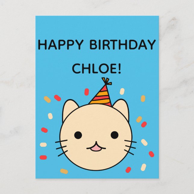 Carte Postale Chat d'anniversaire | Chat Beige Bonne Salutation  (Devant)