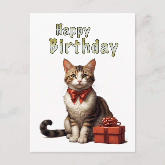 Carte Postale chat d'anniversaire heureux (Devant)