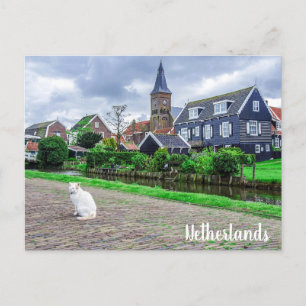 Carte Postale Chat dans le village de pêcheurs traditionnel