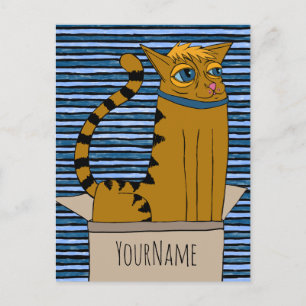 Carte Postale Chat dans une boîte de carton Dessin de dessin