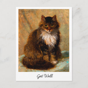 Carte Postale Chat d'art fin vintage Maine Coon pour un rétablis